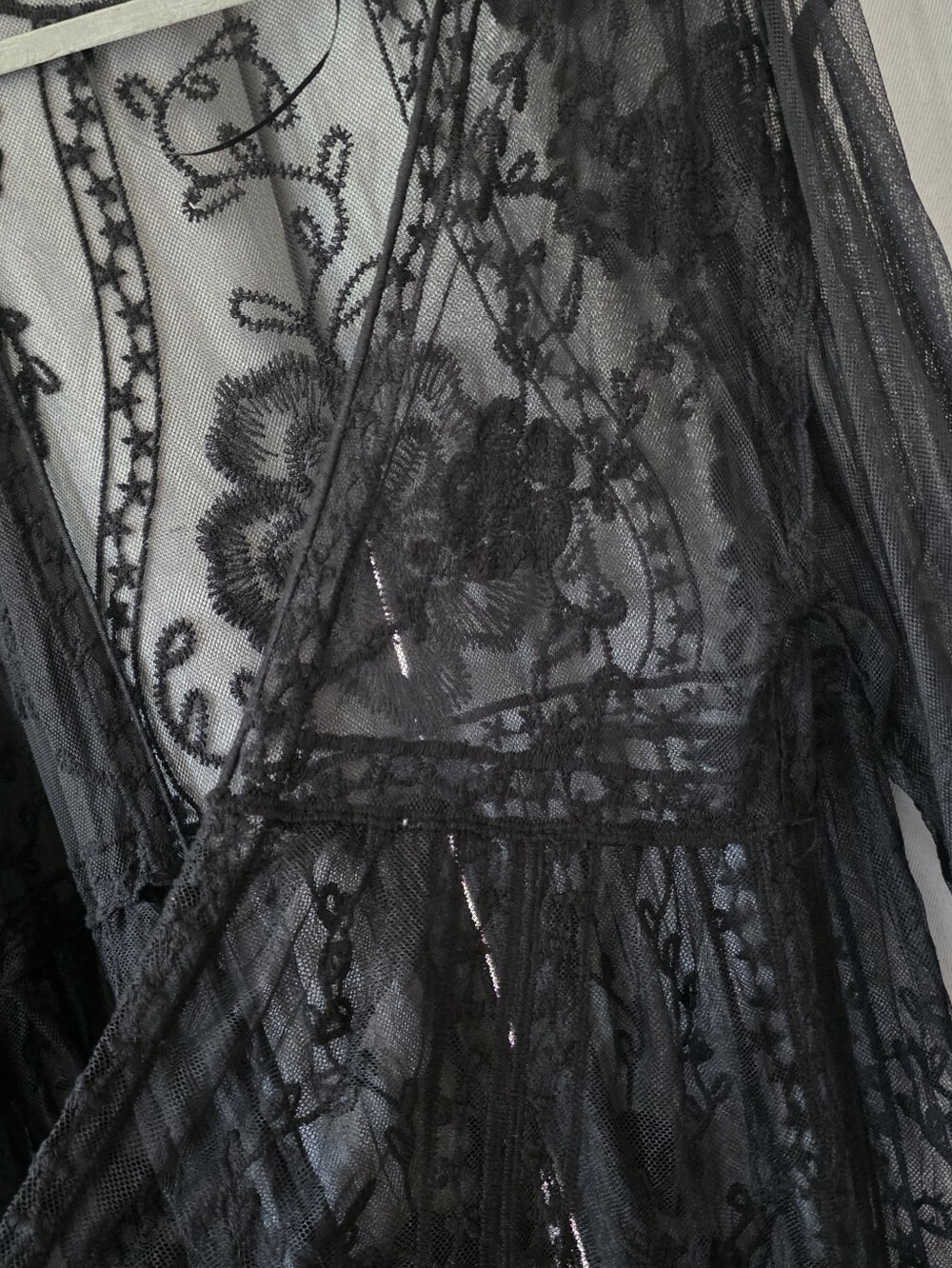 LC Lauren Conrad Black Lace Open-Front Duster Kimono One Size - Picture 3 of 4
